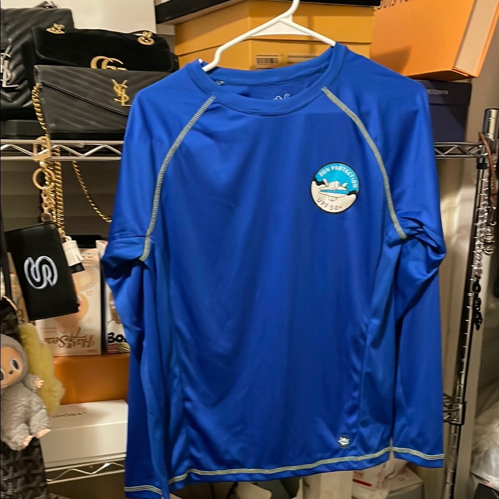 Beach Bros Blue Long-Sleeve Rash Guard Swim Shirt